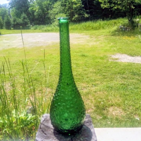 Empoli made in Italy. 15' green bubble Glass vase. Vintage MCM. - Picture 3 of 13